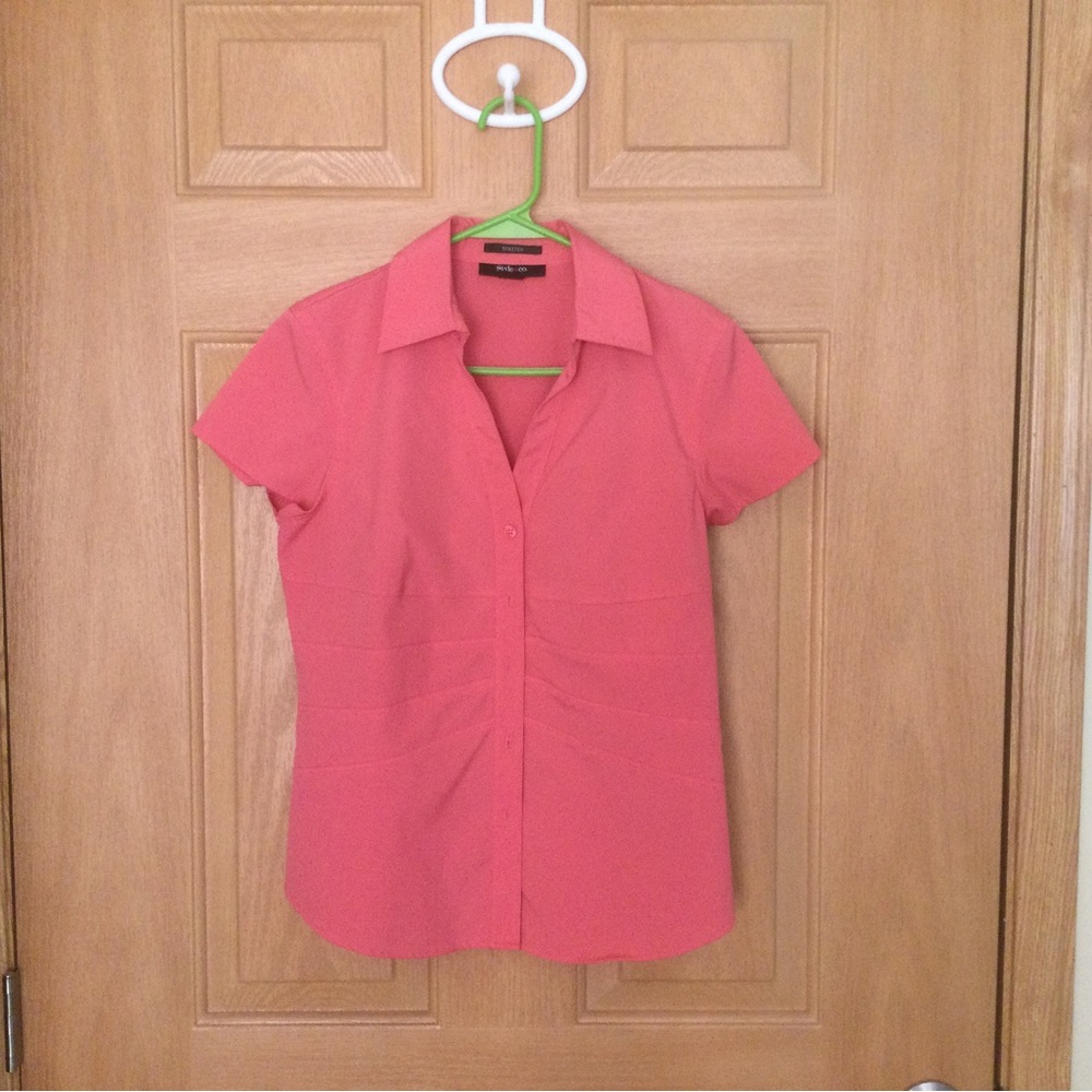Style & Co Stretch button front blouse.